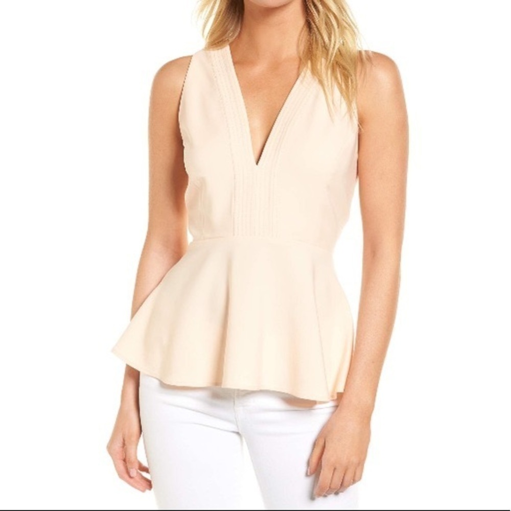Chelsea28 light peach Peplum V-Neck Tank Top NWT